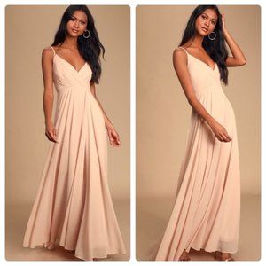 Lulus All About Love Blush Pink Maxi Dress Size XS